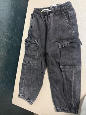 Zara Black Washed Cargo Jeans for Kids
